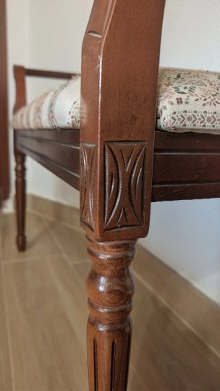 Banqueta vintage madera tapizada