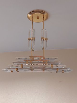 Lámpara de salón cristal y metal dorado