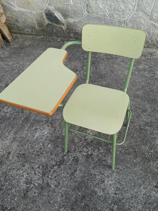 Silla pupitre escolar verde