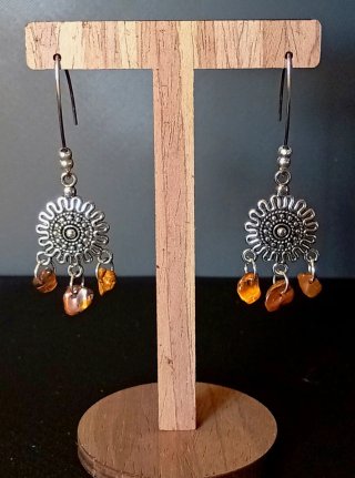 Pendientes Plata con Piedras Naturales Naranja