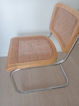 Silla Cesca Madera Natural Ratán Metal