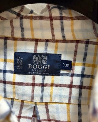 Boggi Milano Camicia Uomo XXL Quadri Bianca