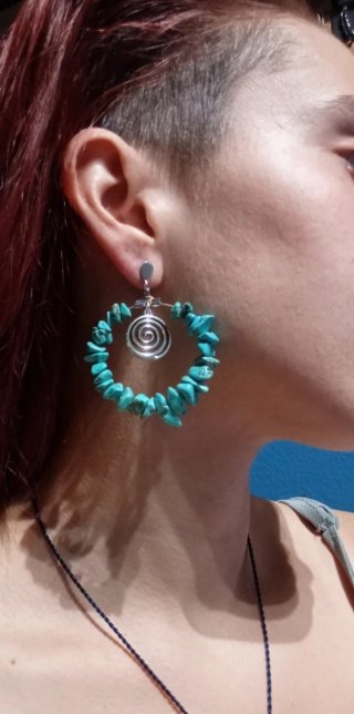 Pendientes Aro Turquesa y Plata