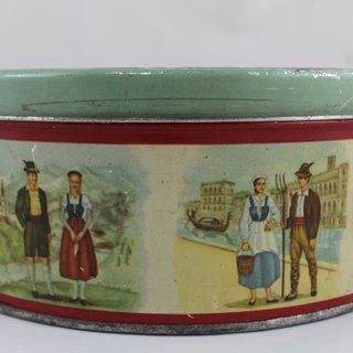 Antica Scatola di Latta Galletas Cuétara Assortimento Europeo Anni '50