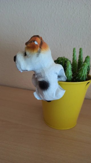 Decoración perro para maceta