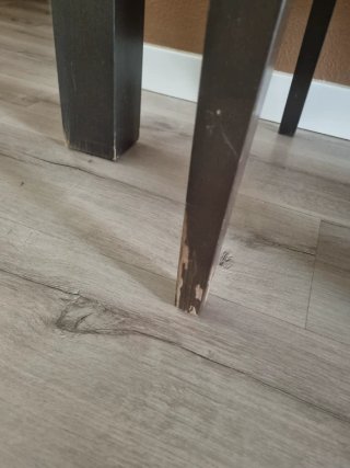 Mesa cristal extensible 6 sillas madera