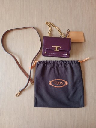 Portamonete Tod's Pelle burgundy dorato