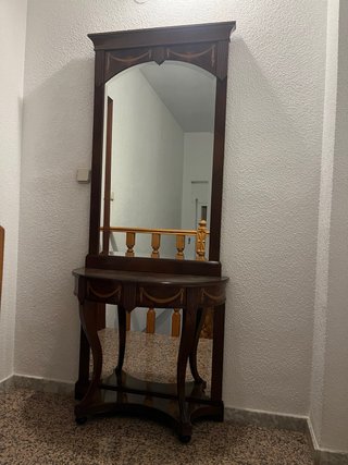 Mueble recibidor madera con espejo