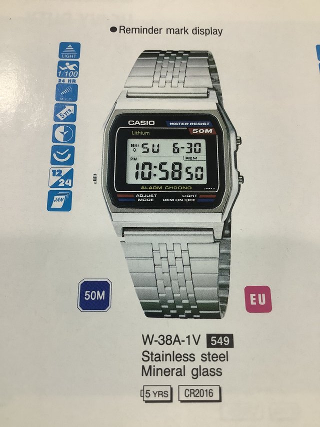 CASIO W 38 " JAPAN Años 80 " ( VER FOTOS ) -