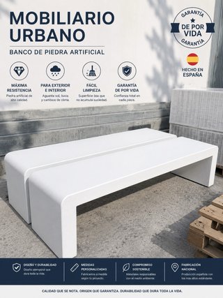 Banco de piedra artificial blanco