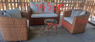 Conjunto Muebles Jardín Mimbre Natural