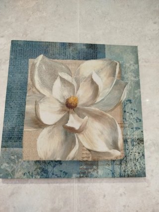 Pareja de cuadros florales beige y azul