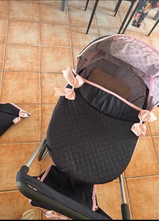 Carrito de muñecas rosa y azul marino