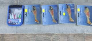Estuche de pesca con señuelos y plomos
