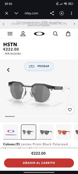 Gafas de sol Oakley negras y grises HSTN