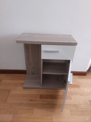 Mueble de entrada madera y cristal con espejo