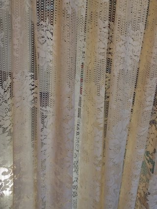 Tende 2 teli in Pizzo Jacquard, lavoro sartoriale.