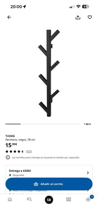 Perchero TJUSIG IKEA negro 78 cm