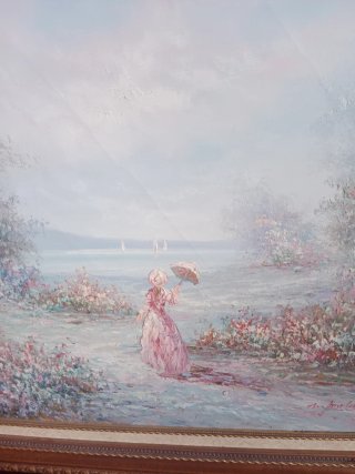 Cuadro al óleo romántico 77x67cm
