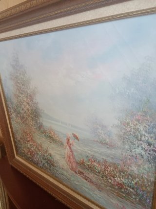 Cuadro al óleo romántico 77x67cm