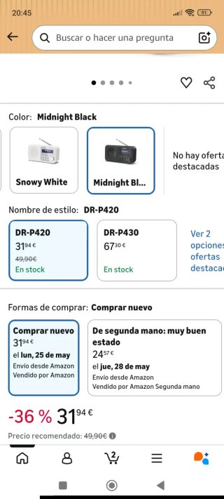 Radio Sharp Bluetooth Negra