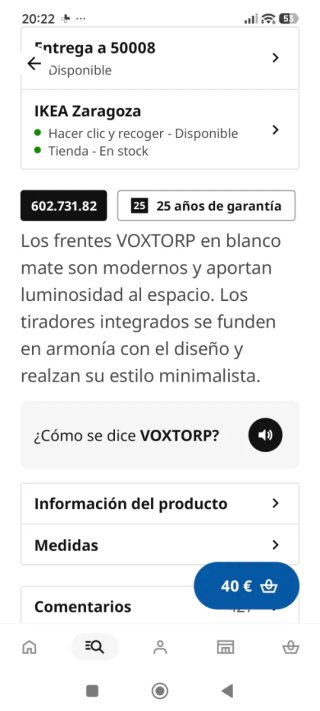 Puerta VOXTORP 60x60 Blanca Uñero