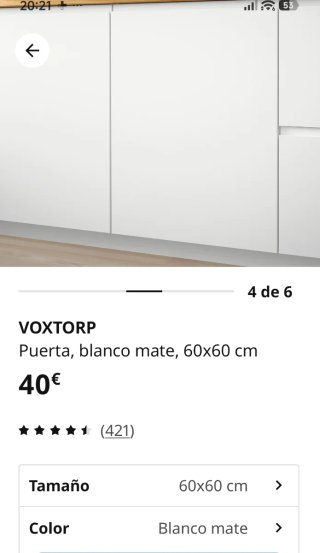 Puerta VOXTORP 60x60 Blanca Uñero