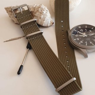 Correa de reloj nato, acanalada, vintage, 20 mm