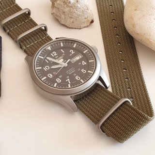 Correa de reloj nato, acanalada, vintage, 20 mm