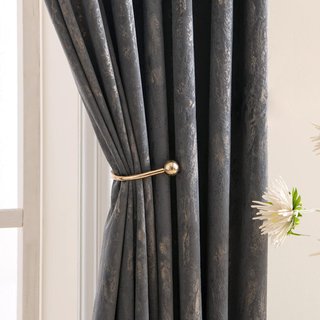 Cortinas Terciopelo Opacas Gris y Dorado