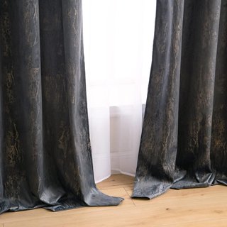 Cortinas Terciopelo Opacas Gris y Dorado