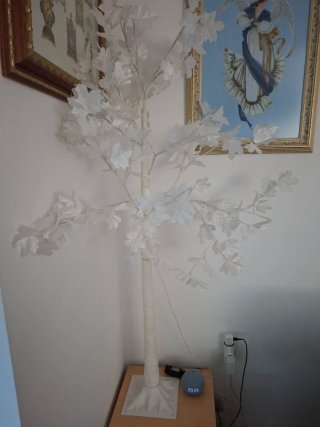 Lámpara Árbol Blanco Papel y Plástico