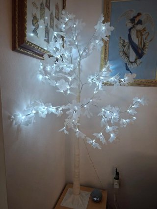 Lámpara Árbol Blanco Papel y Plástico