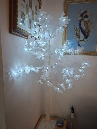Lámpara Árbol Blanco Papel y Plástico