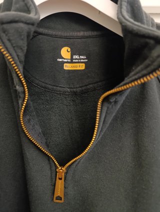 Felpa Carhartt Mezza Zip Nera Vintage Oversize XXL