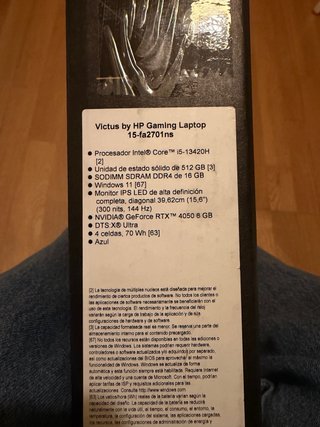 Laptop Victus di HP 15-fa2701ns (Intel 5) GTX 4050