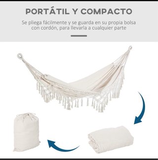 Hamaca de jardín estilo boho con bolsa