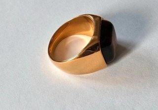Anillo Hombre Acero Piedra Natural Marrón/Dorado
