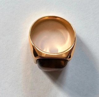 Anillo Hombre Acero Piedra Natural Marrón/Dorado
