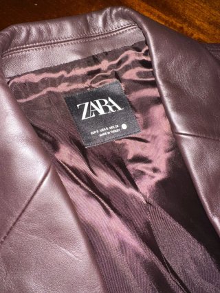 Chaqueta Zara Piel Marrón Talla S