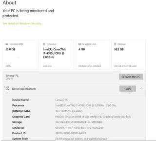 Portátil Lenovo i7 | 16GB RAM | Gráfica NVIDIA