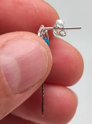 Pendientes Plata Ley 925 Aro y Pluma Turquesa
