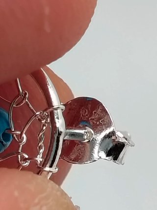Pendientes Plata Ley 925 Aro y Pluma Turquesa