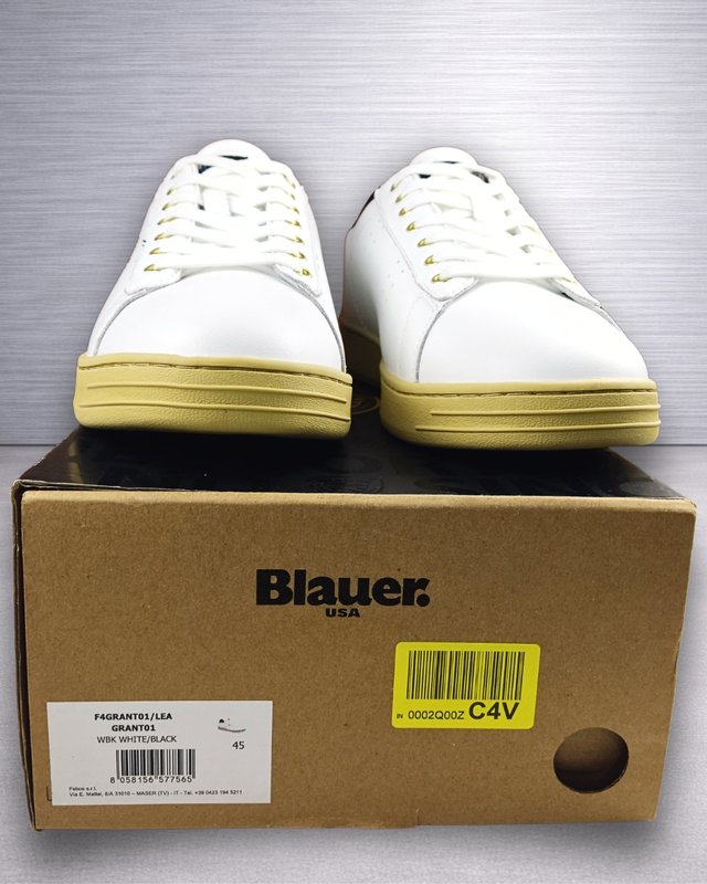 Blauer Grant White / Black Piel T45 Hombre Nuevas