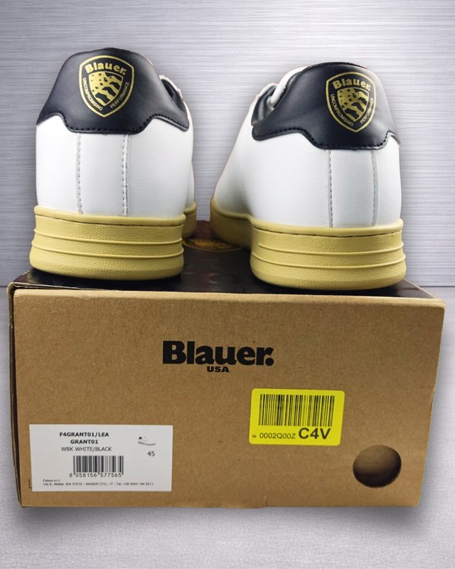Blauer Grant White / Black Piel T45 Hombre Nuevas