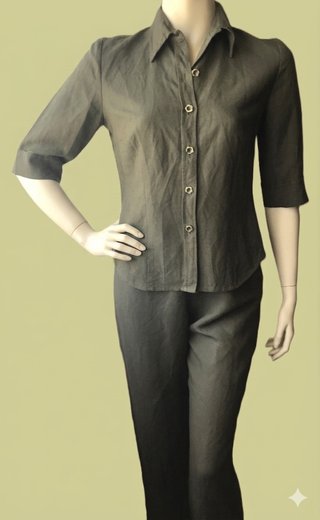 Conjunto Pantalón Camisa Lino Verde oliva