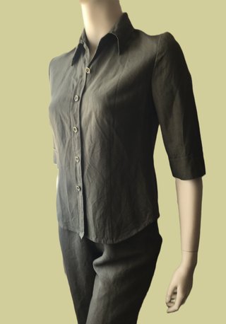 Conjunto Pantalón Camisa Lino Verde oliva