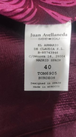 Traje mujer granate Burdeos T 40 Juan Avellaneda
