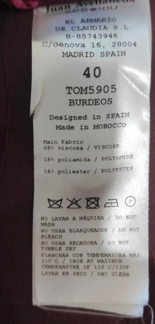 Traje mujer granate Burdeos T 40 Juan Avellaneda