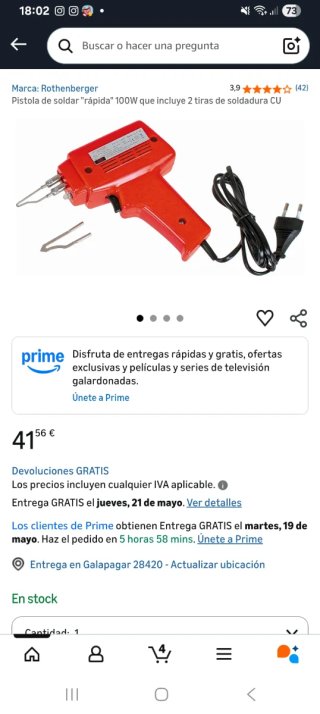 Pistola de soldar eléctrica 100W